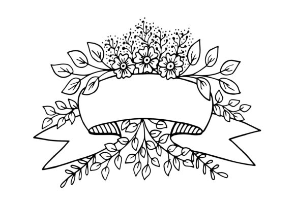 Abstract Blank Ribbon Banner with Floral: A Versatile Design and Mindfulness Resource