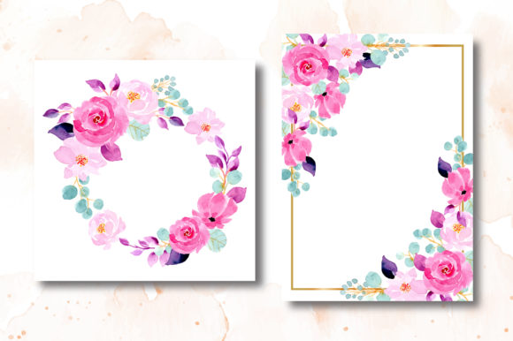 Clipart Pink Floral Wreath and Frame Guide