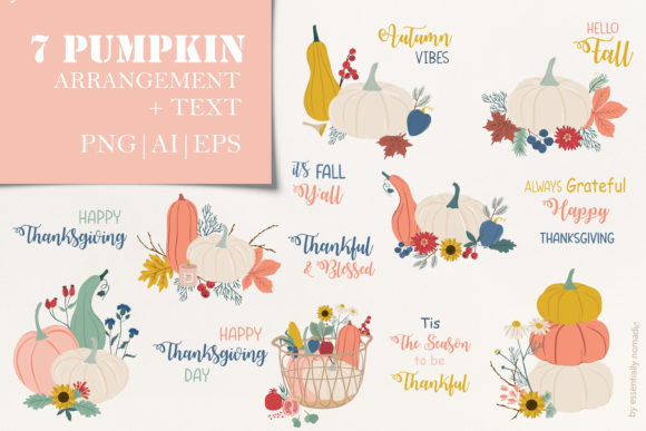 Cute Floral Pumpkin Clipart Fall Set Guide