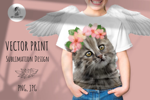 Evaluating the Cute Cat with Pink Floral Wreath Design for Print and Digital Projects