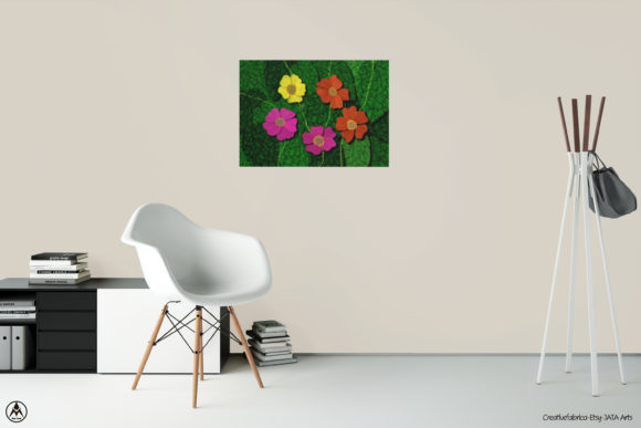 Floral Artwork on Greenleaves Background: Elevating Modern Interior Design