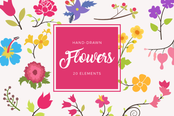 Flowers Floral Elements Clipart Set for Creative Projects