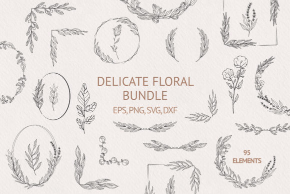 Hand Drawn Delicate Floral Bundle for Creative Projects