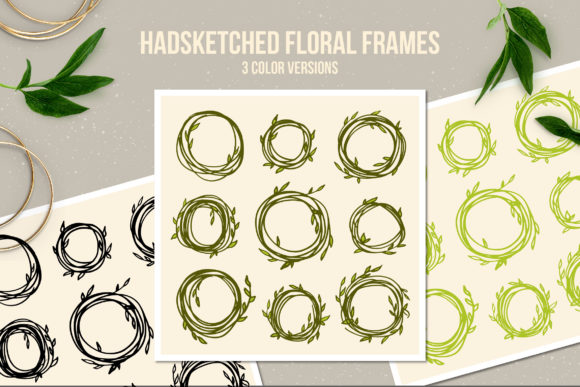 Handsketched Floral Frames for Design