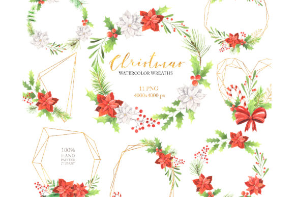 Watercolor Christmas Floral Wreaths Set: Elevating Holiday Design with Hand-Painted Elegance