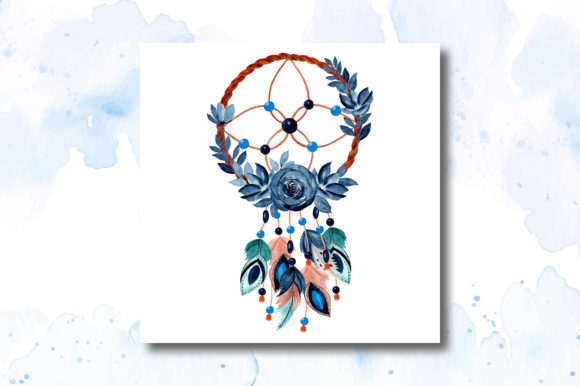Watercolor Dream Catcher with Floral 5 Design Asset