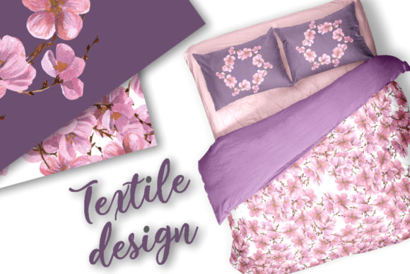 Watercolor Set Sakura Floral Pattern: Elevating Digital Design with High-Resolution Assets